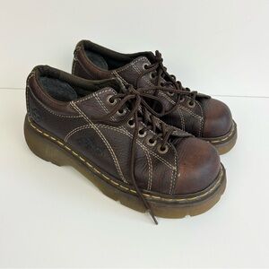Dr Martens Vintage Y2K Daisy Leather Chunky Shoes Loafers Size 8 Dark Brown